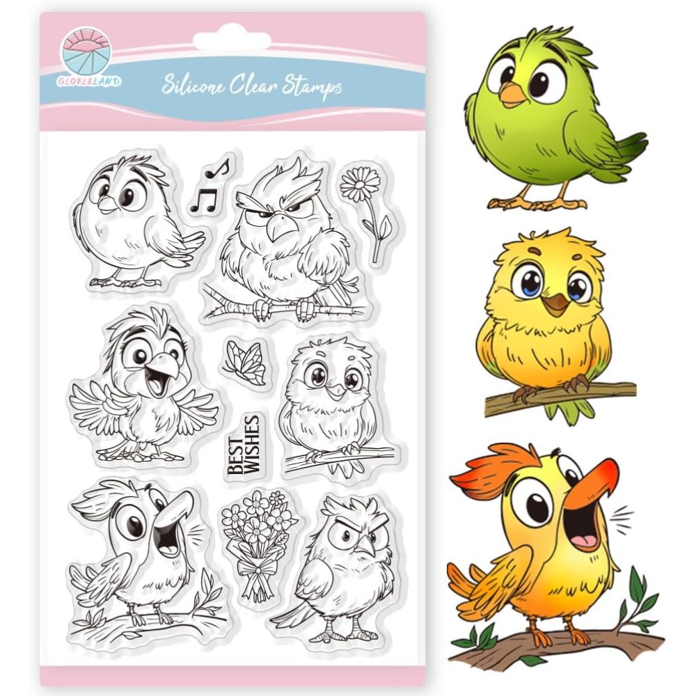 Clear Silicone Stamps For Card Making - Timbri trasparenti per uccelli divertenti per