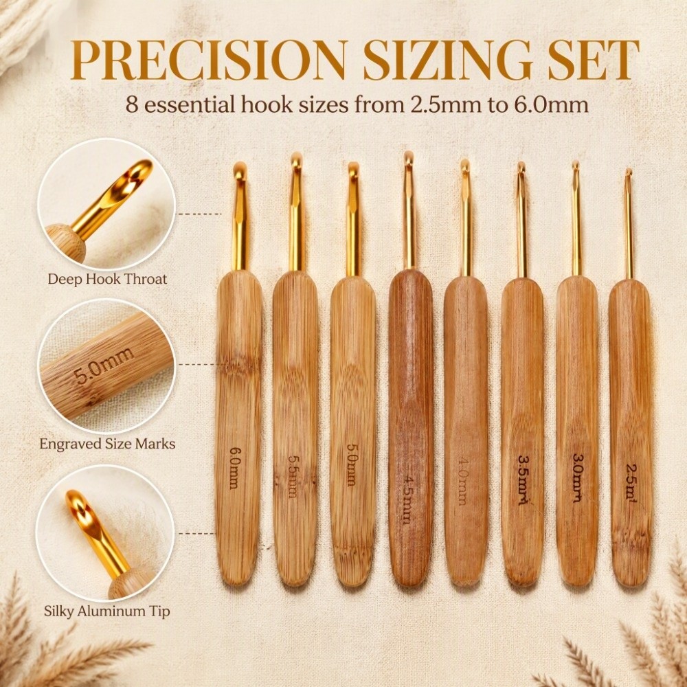 Set di 8 uncinetti da uncinett - Wooden Crochet Hooks Ergonomic Handle recensione e prezzo